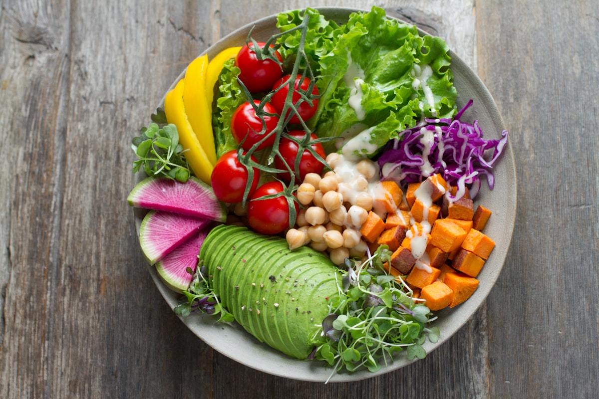 Colorful smoothie bowls and healthy snacks